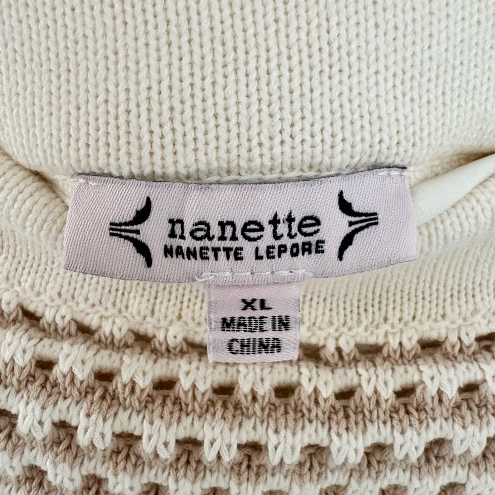 Nanette Lepore Cotton Knit Midi Pencil Skirt XL Cream Tan - Picture 5 of 6